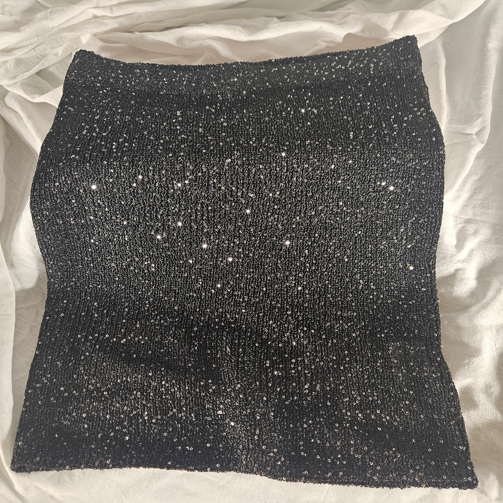 White Fox Boutique Black Sequin Mini Skirt